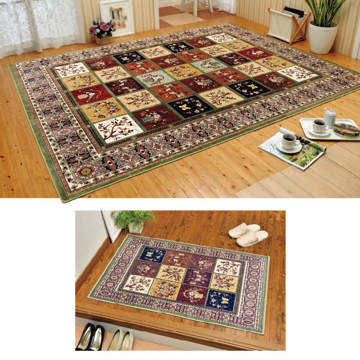 ベルギー製 多色織高級シルクタッチカーペット マットM 60&times;90cm