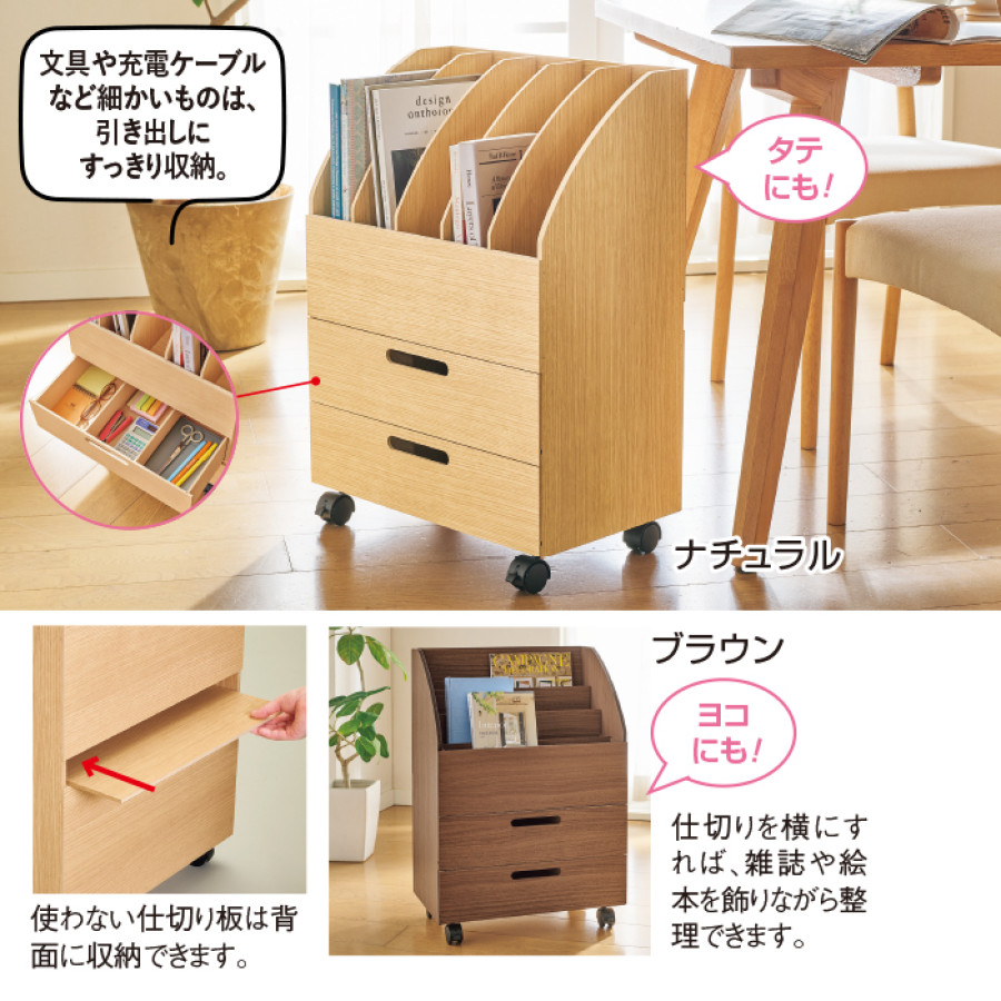 タテヨコ仕切れる書類整理ワゴン