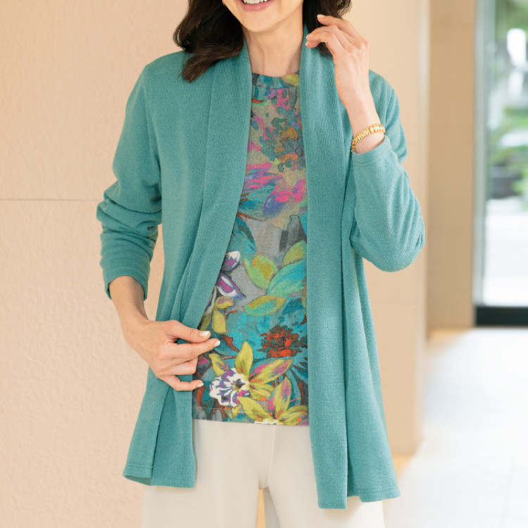 花柄インナーカットソーロングアンサンブル