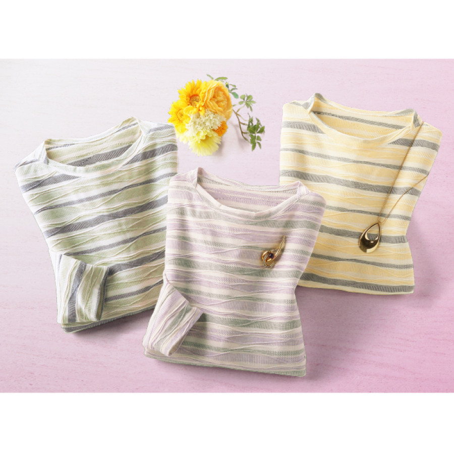 日本製タックジャカードプルオーバー3色組(同サイズ)M-LL