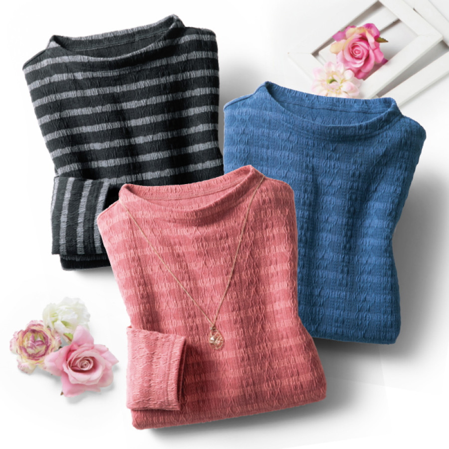 ジャカードボーダーニット3色組(同サイズ)