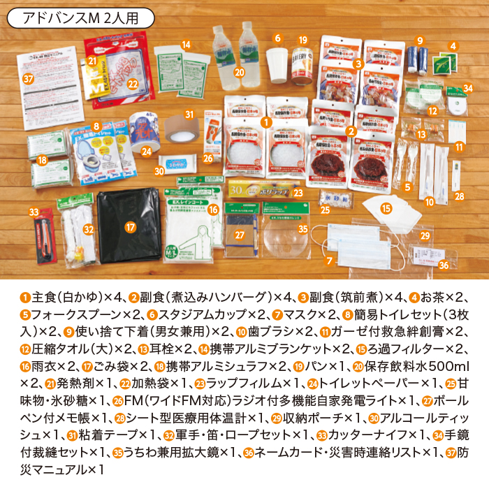 防災バッグ TANAKA防災士モデル アドバンスM 2人用