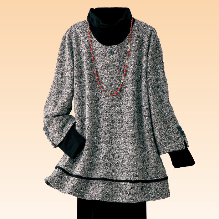 カラーネップ風ツイード調プルオーバー