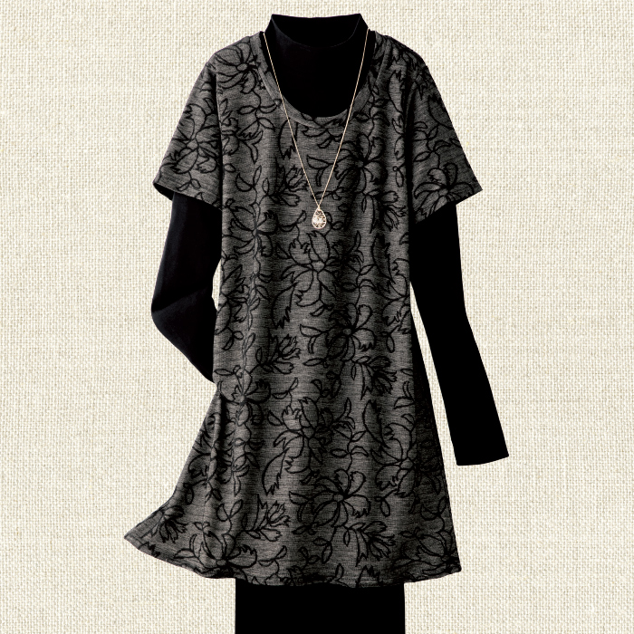 花柄ジャカードチュニック