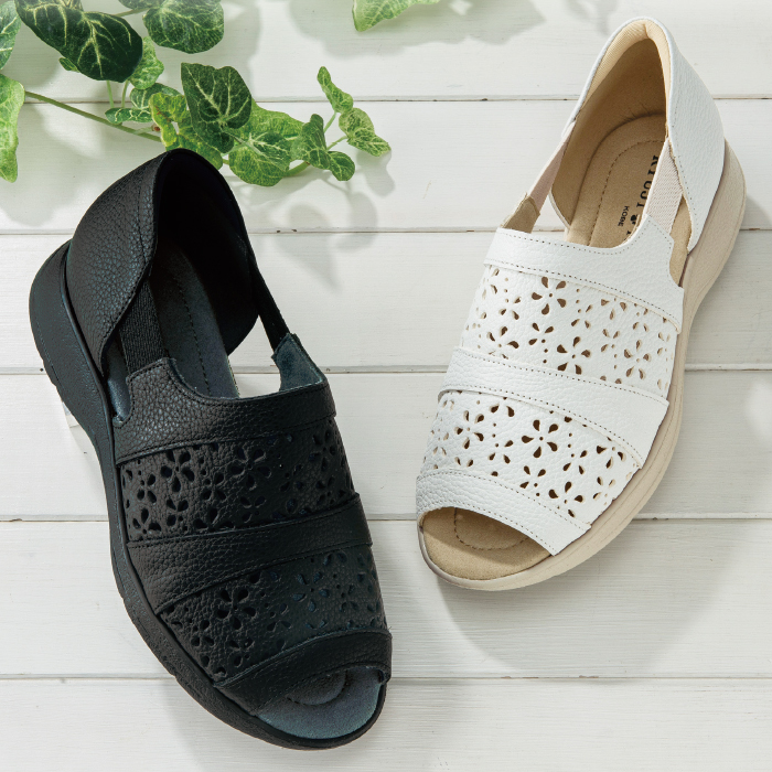 ＜高井さんの靴＞牛革5E軽量パンチングサンダル