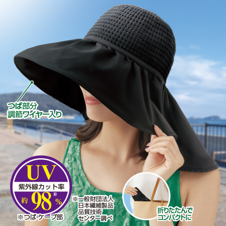 首筋まですっぽり涼感UV帽子