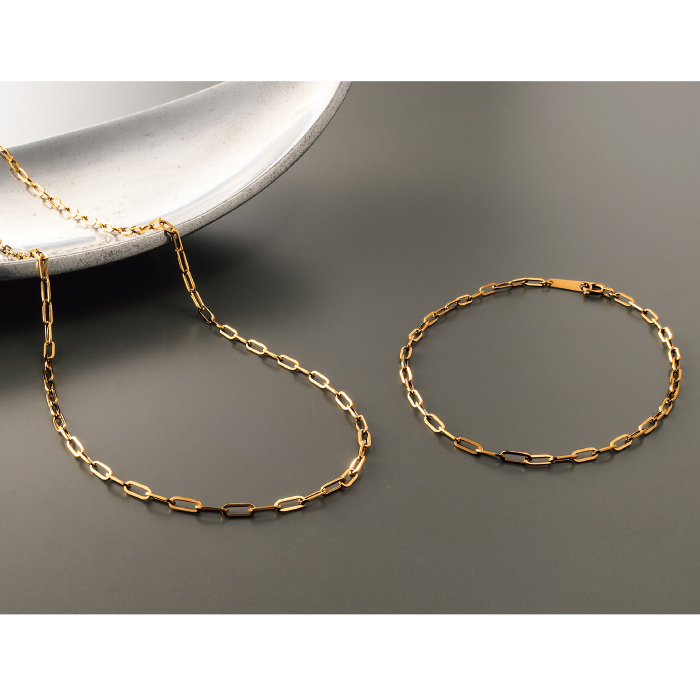 18金 ペーパークリップチェーンブレスレット 18cm