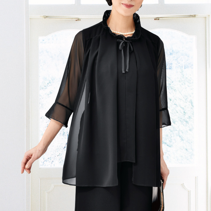 ＜eclaT style(R)BLACK＞フォーマルシフォンチュニック