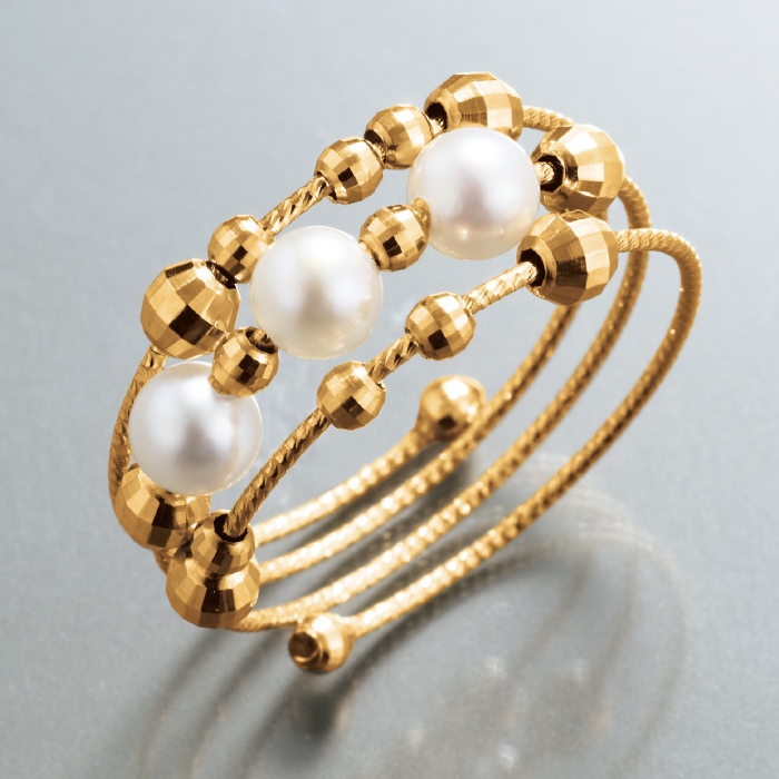 18金 アコヤ真珠フリーサイズリング