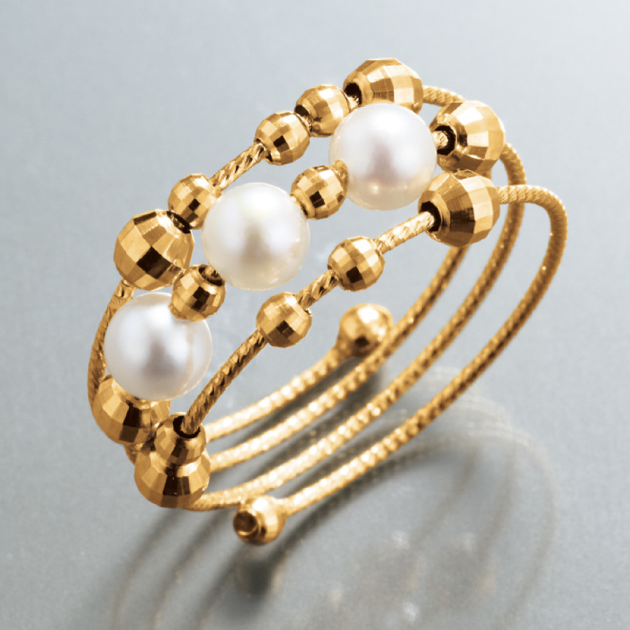 18金 アコヤ真珠フリーサイズリング