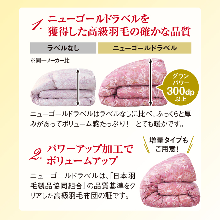 丸八真綿 お買い得！ ニューゴールドラベル高級羽毛掛け布団 シングル