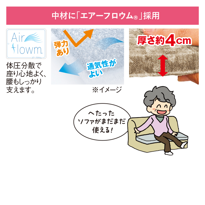 シェニール織 年中使える復活ソファシート 2人掛用