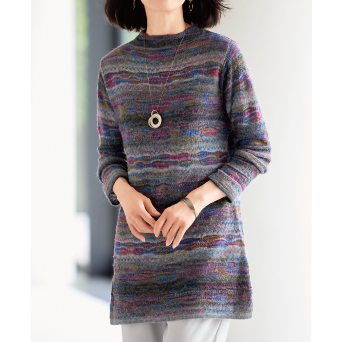 かすり糸使いニットチュニック