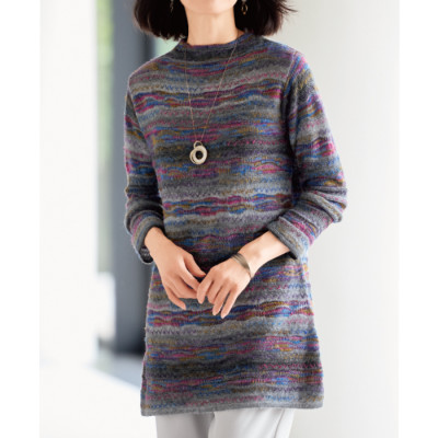 かすり糸使いニットチュニック