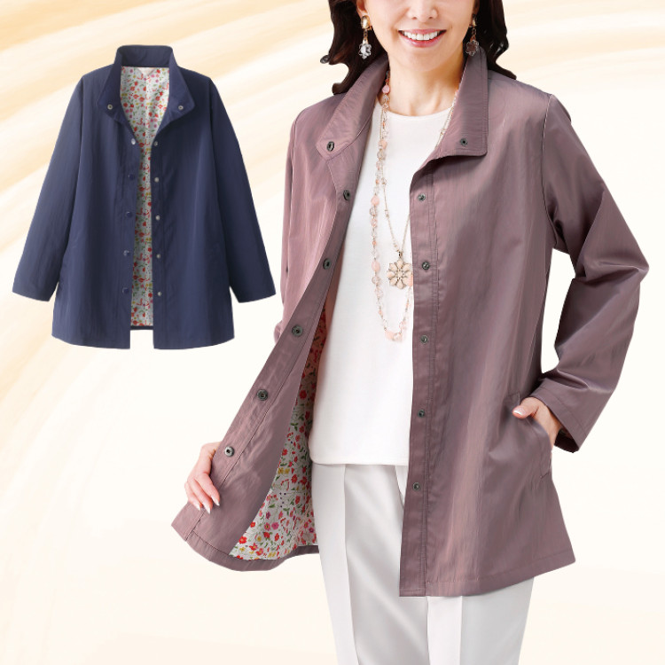 ワッシャー素材裏プリントブルゾン