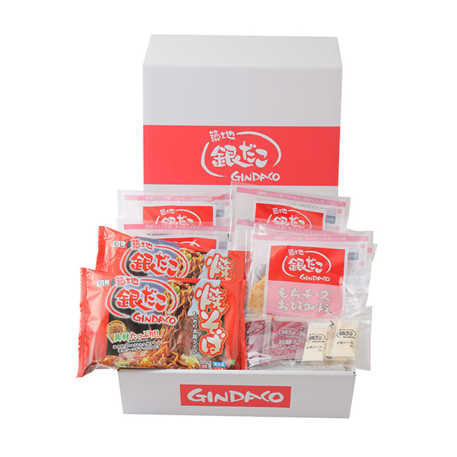 築地銀だこもちチーズお好み焼き＆焼きそばセット