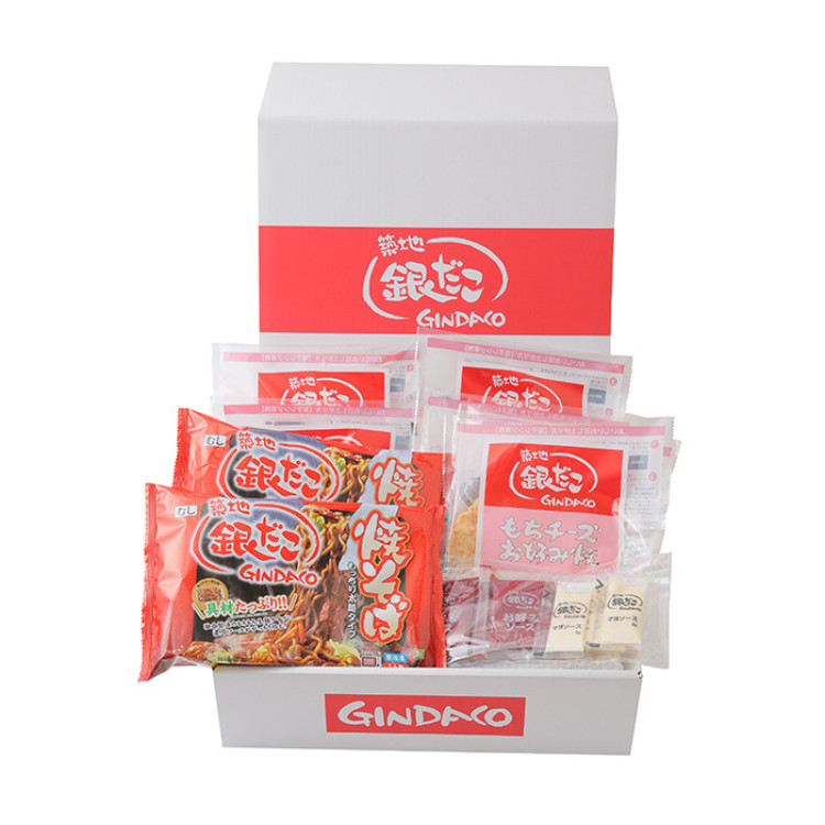 築地銀だこもちチーズお好み焼き＆焼きそばセット