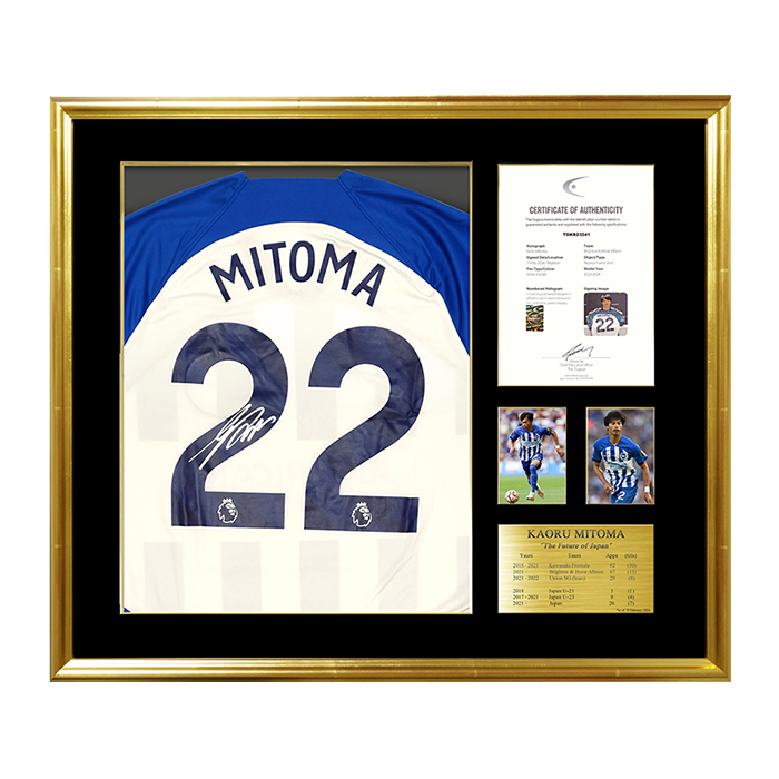 三笘薫 直筆サイン入りブライトン23/24ホームユニフォーム特製フレーム