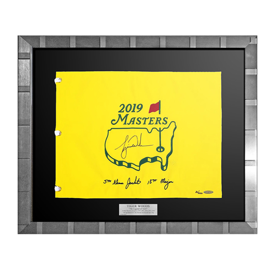 タイガー・ウッズ直筆サイン入り2019年マスターズトーナメントピンフラッグ特製フレーム
