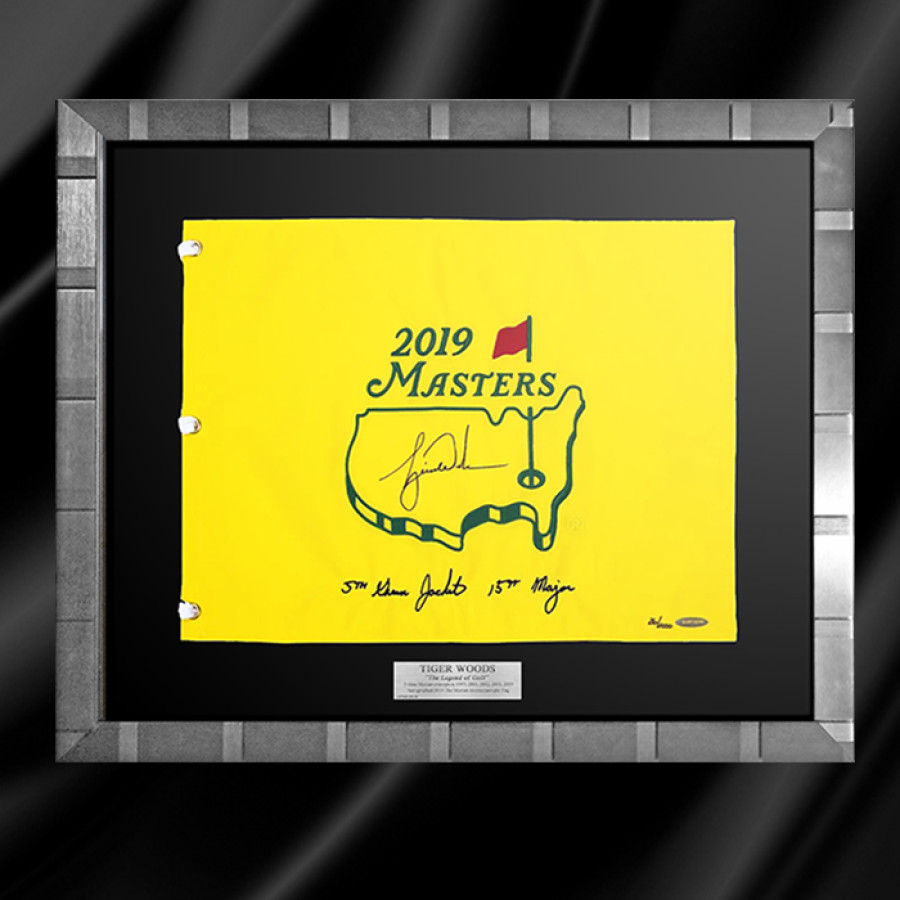 タイガー・ウッズ直筆サイン入り2019年マスターズトーナメントピンフラッグ特製フレーム