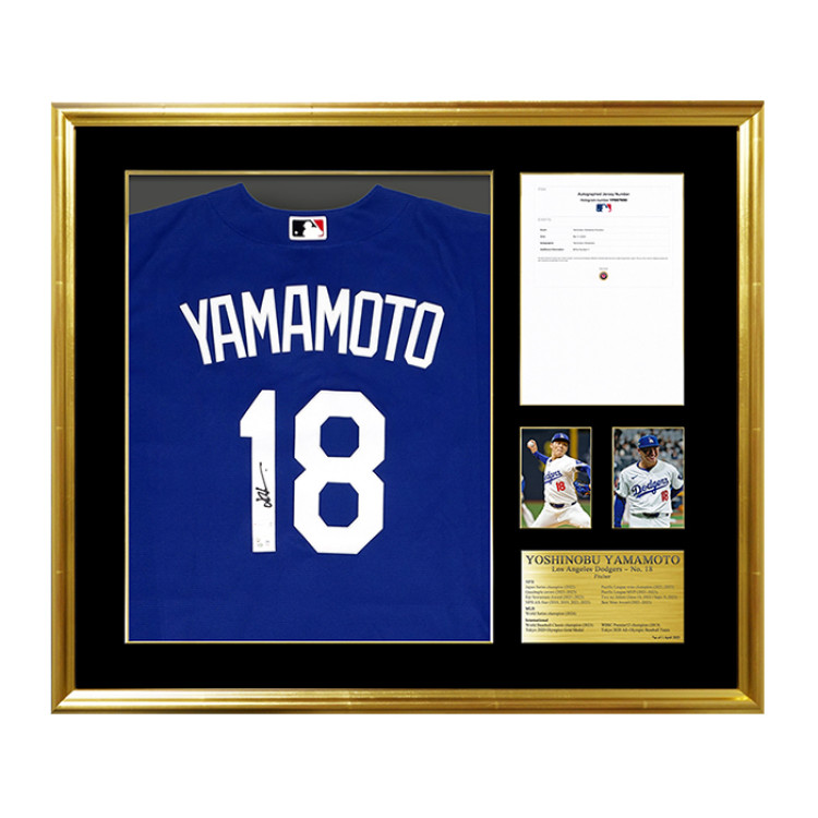 山本由伸直筆サイン入り ドジャースシティコネクトレプリカユニフォーム特製フレーム
