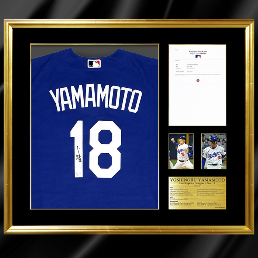 山本由伸直筆サイン入り ドジャースシティコネクトレプリカユニフォーム特製フレーム