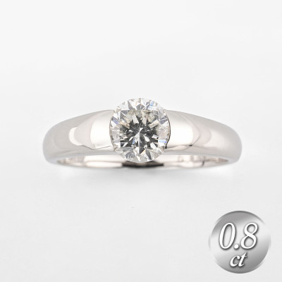 鑑定書付プラチナ0.8ctダイヤモンドリング