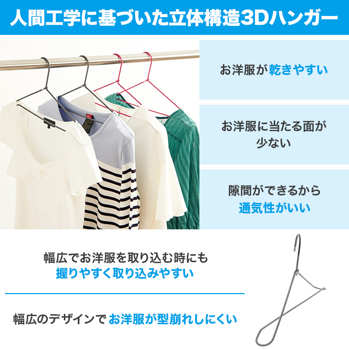 ビバ3Dスリムハンガー同色20本特別セット