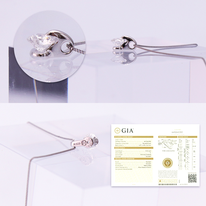 インターナリーフローレス・Dカラー・トリプルエクセレントカット0.3ctダイヤモンドペンダント