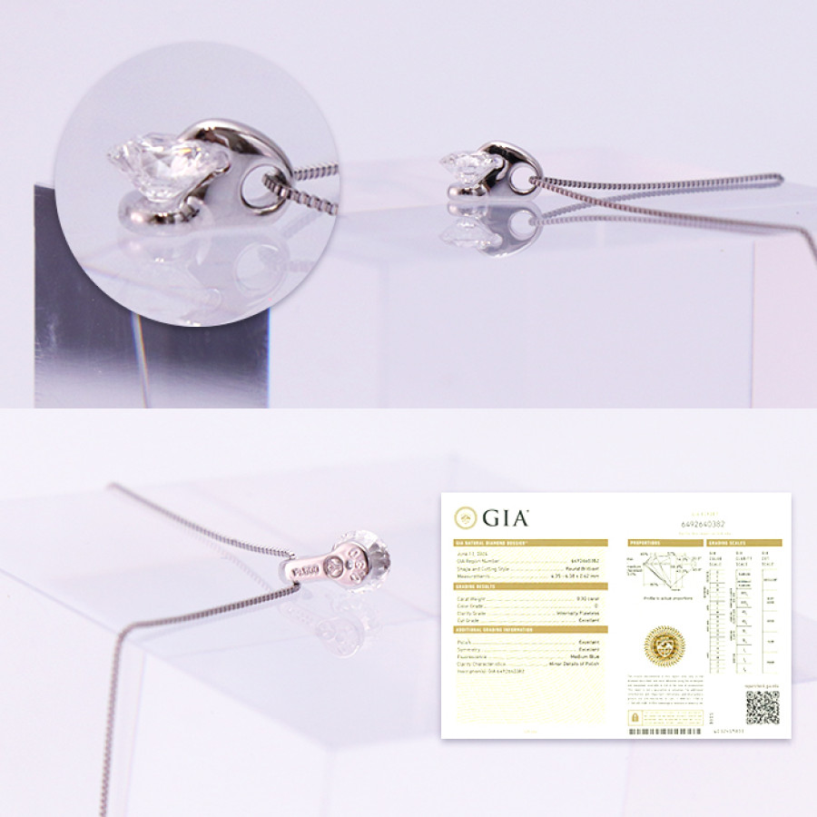 インターナリーフローレス・Dカラー・トリプルエクセレントカット0.3ctダイヤモンドペンダント