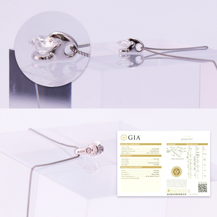 インターナリーフローレス・Dカラー・トリプルエクセレントカット0.3ctダイヤモンドペンダント