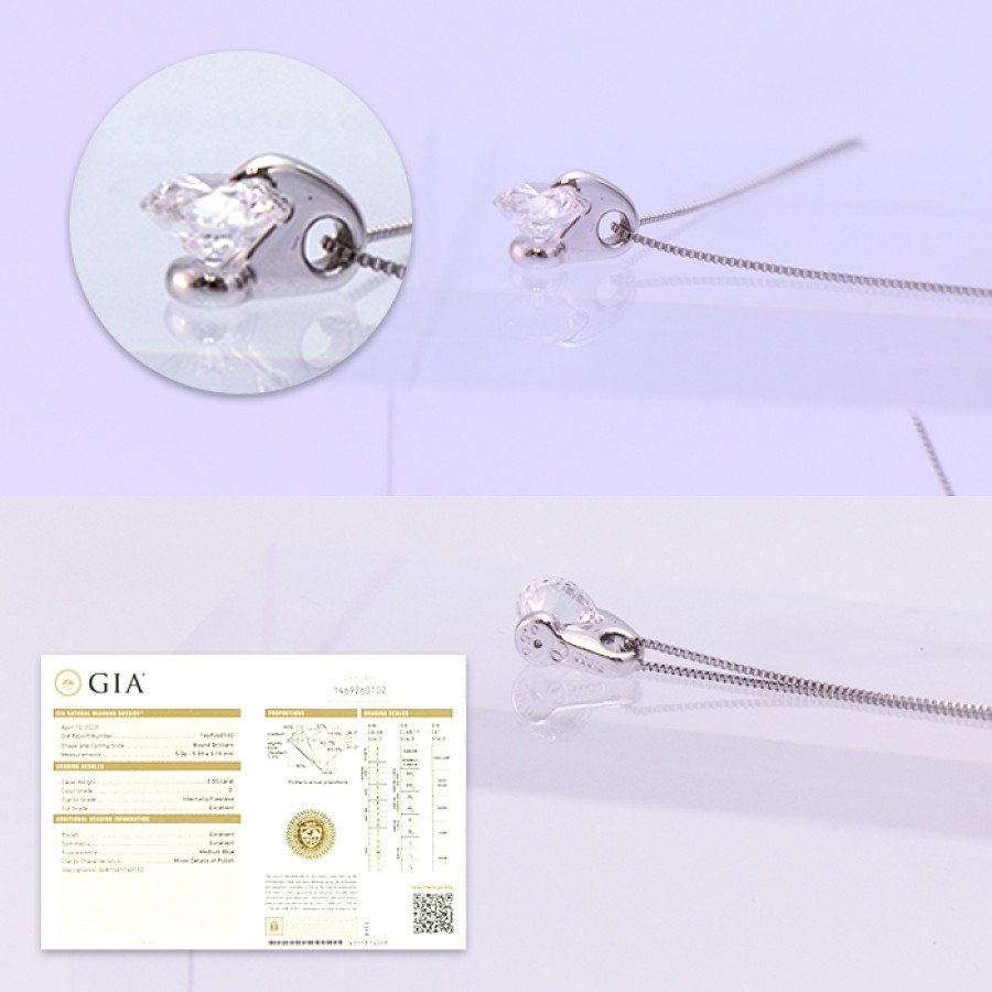 インターナリーフローレス・Dカラー・トリプルエクセレントカット0.5ctダイヤモンドペンダント