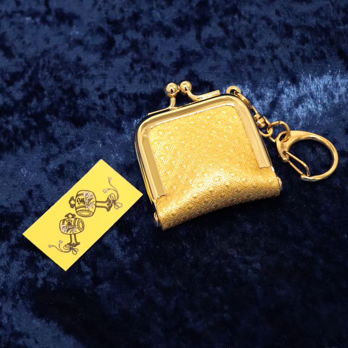 純金箔革財布 ミニがま口【菊ダイヤ柄】