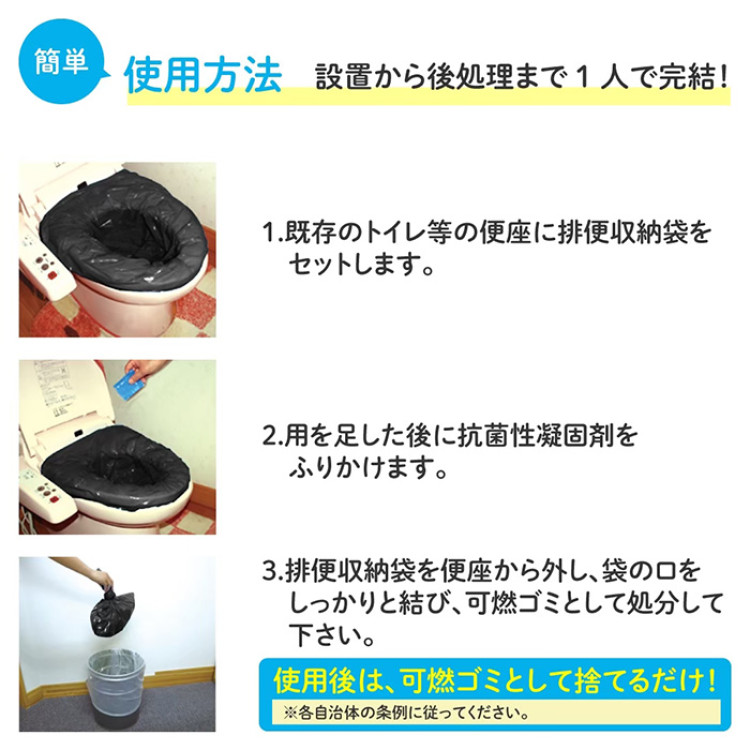 非常用 水なしで使える安心簡易トイレセット(30回分)