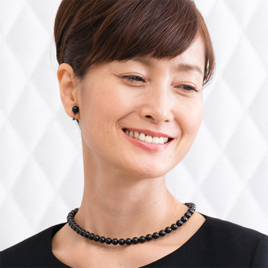 天然8mmジェット ネックレス＆イヤリング(ピアス) 2点セット