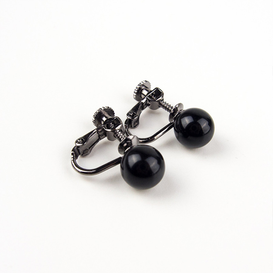 天然8mmジェット ネックレス＆イヤリング(ピアス) 2点セット