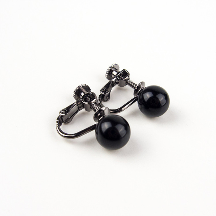 天然8mmジェット ネックレス＆イヤリング(ピアス) 2点セット