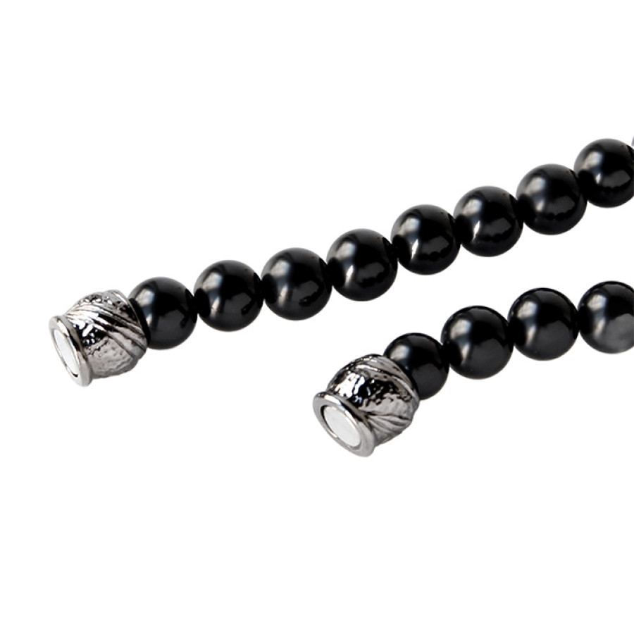 天然8mmジェット ネックレス＆イヤリング(ピアス) 2点セット