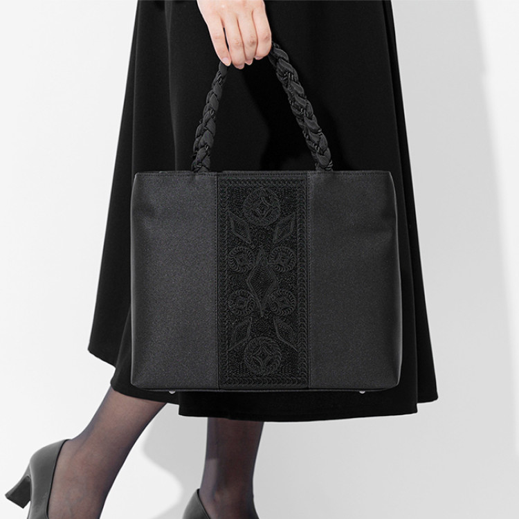 コード刺繍三つ編み手フォーマルトートバッグ