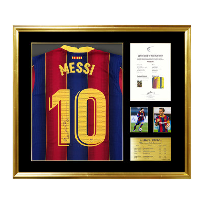 メッシ直筆サイン入りバルセロナ20/21ホームユニフォーム 特製フレーム (オーセンティック)