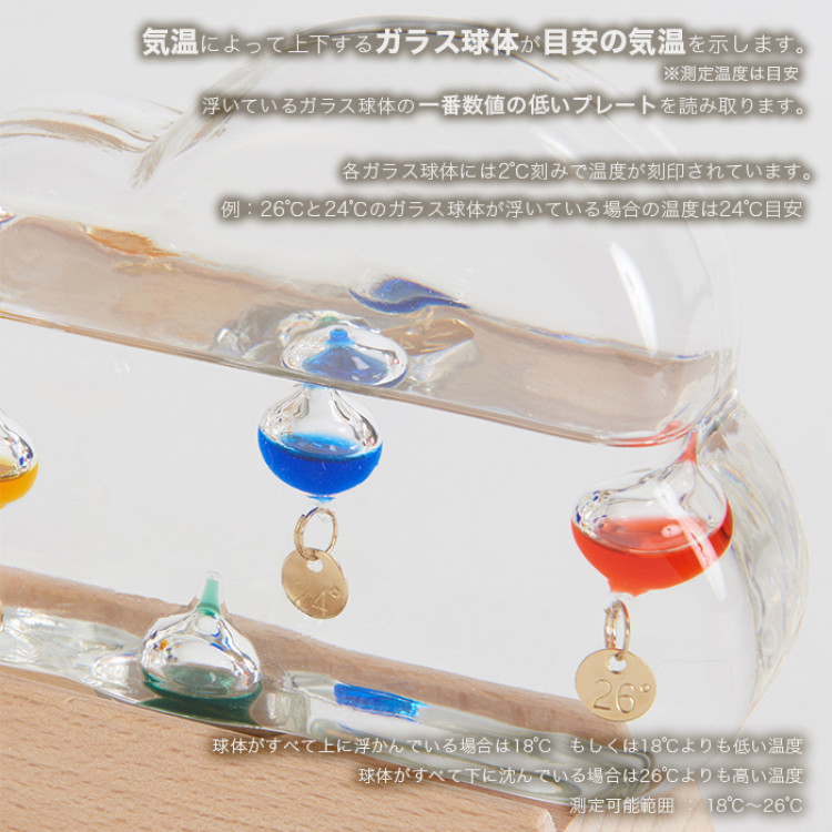 ガラスフロート温度計 クラウド