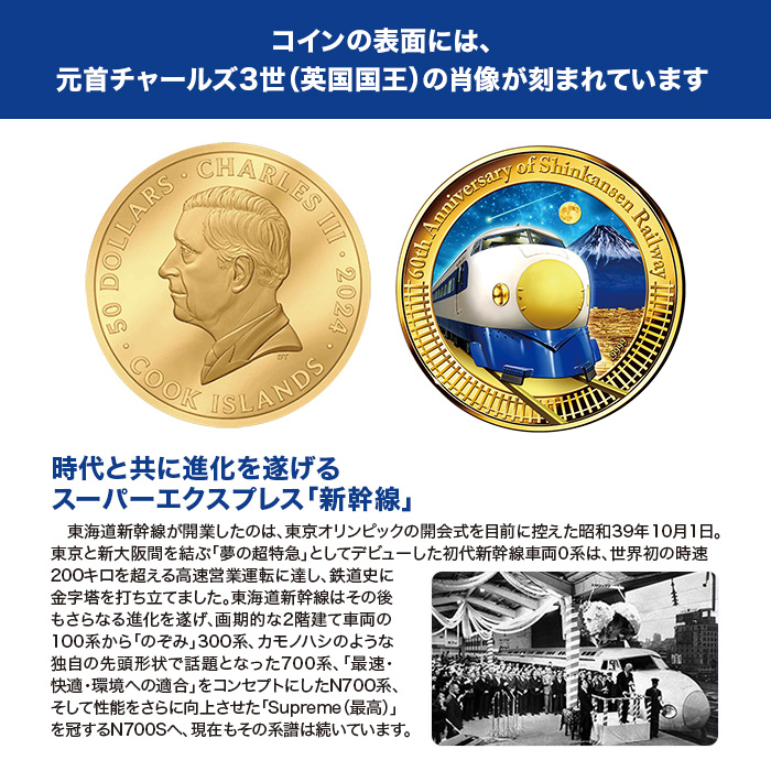 新幹線鉄道開業60周年記念 公式カラー金貨