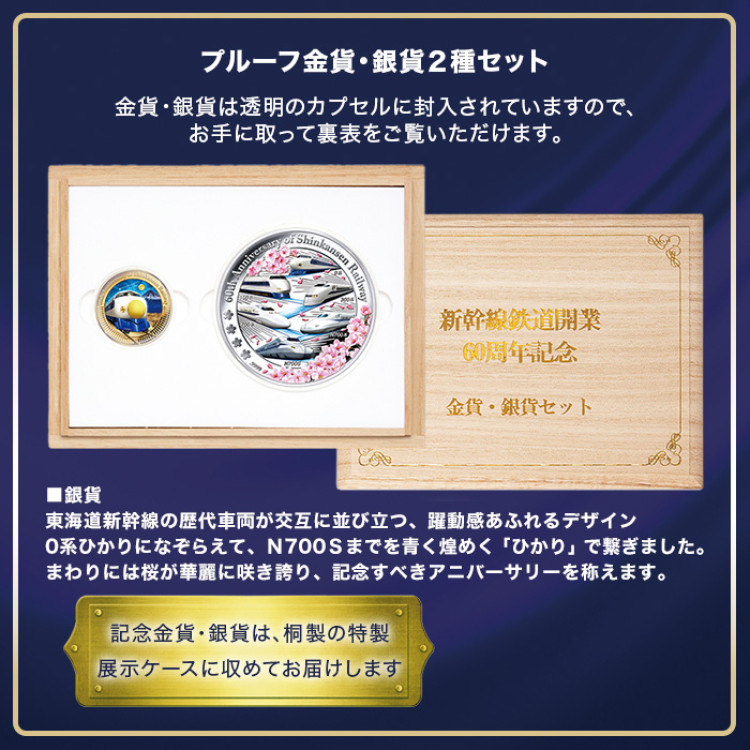 新幹線鉄道開業60周年記念 公式カラー金貨・銀貨