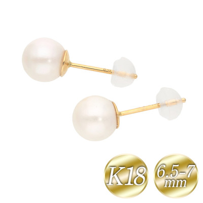 K18イエローゴールドあこや真珠6.5-7mmピアス