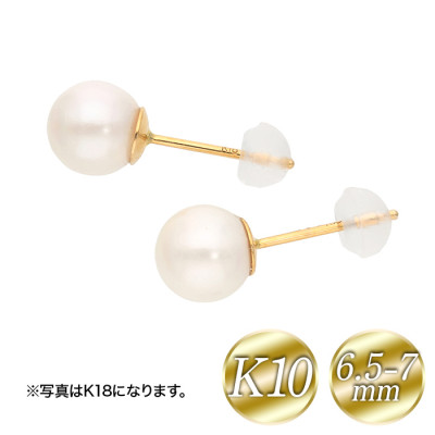 K10イエローゴールドあこや真珠6.5-7mmピアス