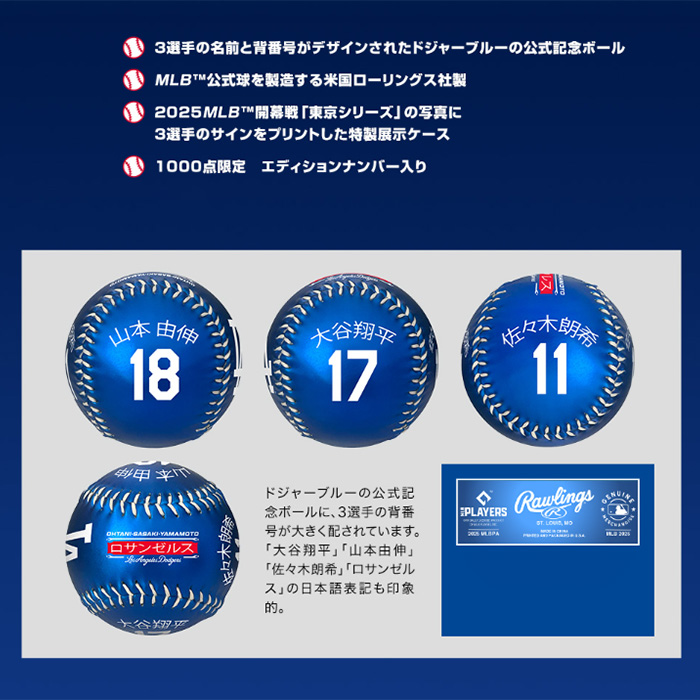 2025 ロサンゼルス・ドジャース日本人3選手ネームボール 特製展示ケース入りセット