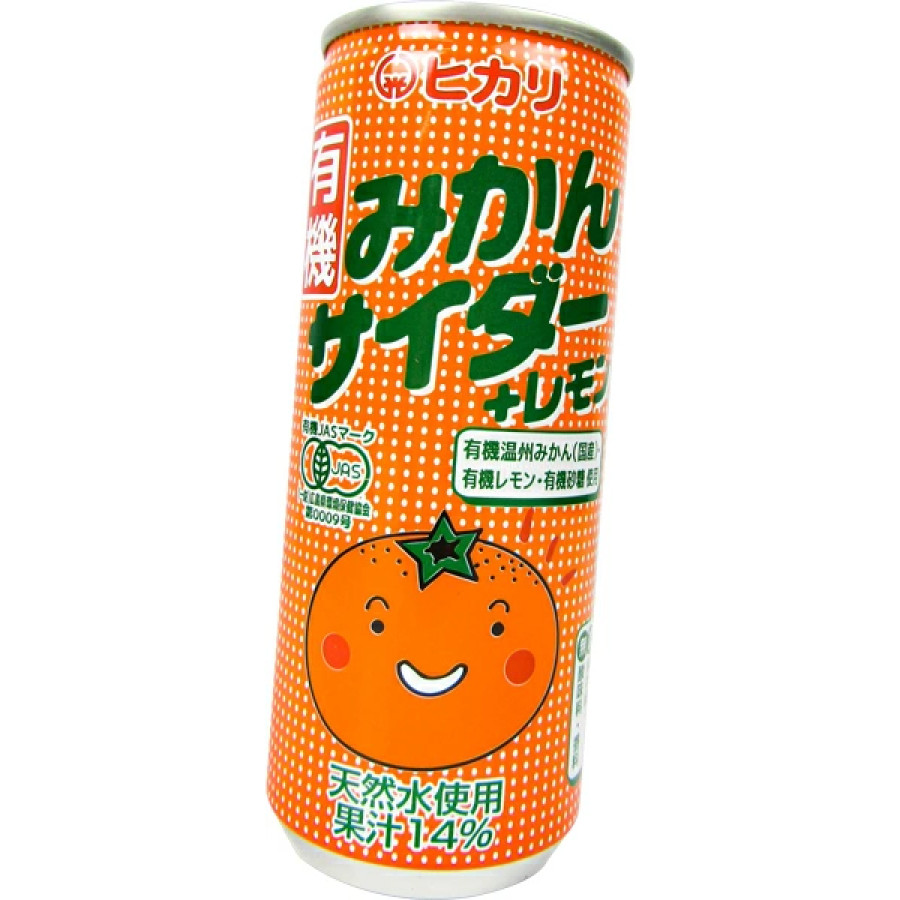 光食品 有機みかんサイダー+レモン 250ml &times; 30本 ケース販売 有機JAS