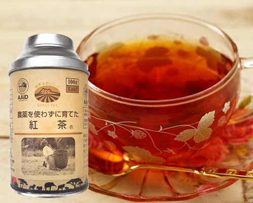 ひしわ 農薬を使わずに育てた紅茶 リーフティー 缶 100g