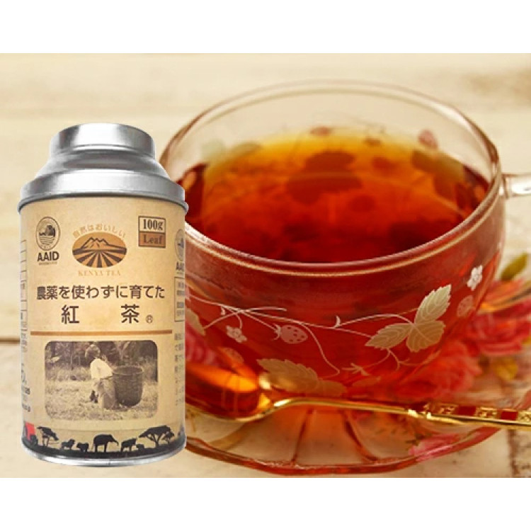 ひしわ 農薬を使わずに育てた紅茶 リーフティー 缶 100g