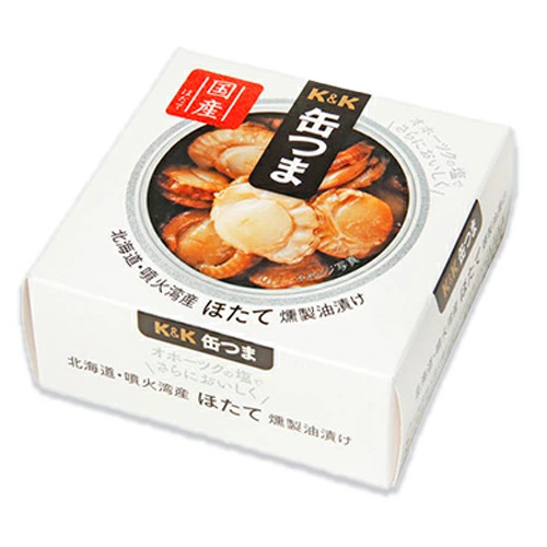 K＆K 缶つま 北海道噴火湾産ほたて 燻製油漬け 55g